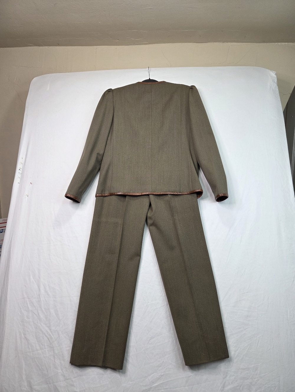 VTG Christian Dior Sportswear Pantsuit Jacket & Pants Leather Trim Size 8 - Picture 3 of 16